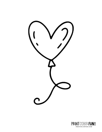 Simple heart balloon coloring page