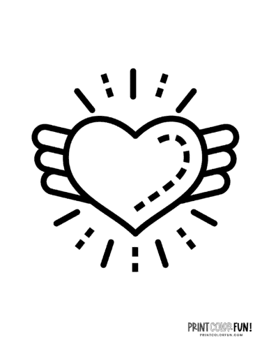 Simple heart with wings coloring page