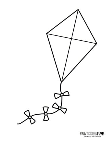 Simple kite coloring page from PrintColorFun com