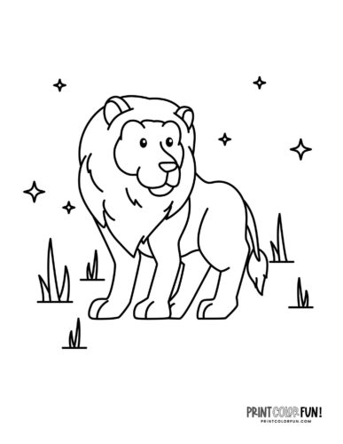 Simple lion drawing coloring page - PrintColorFun com