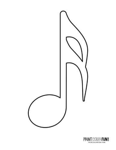 Simple musical note coloring page clipart from PrintColorFun com (2)