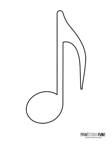Simple musical note coloring page clipart from PrintColorFun com (4)