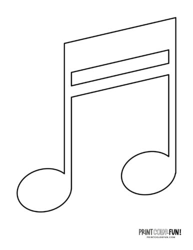 Simple musical note coloring page clipart from PrintColorFun com (5)