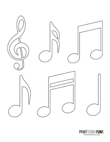 Simple musical note coloring page clipart from PrintColorFun com (7)