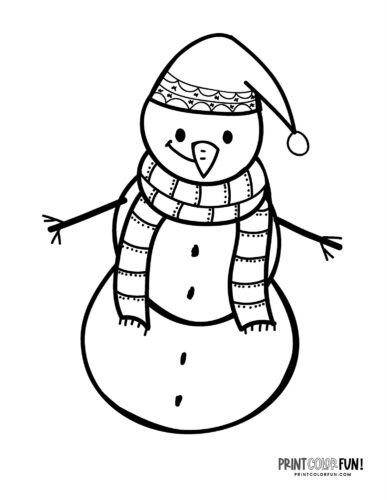 Simple snowman - Snowman coloring page from PrintColorFun com