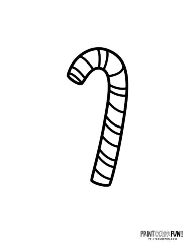 Simple striped candy cane coloring page at PrintColorFun com