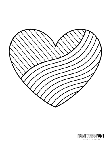 Simple striped heart coloring page