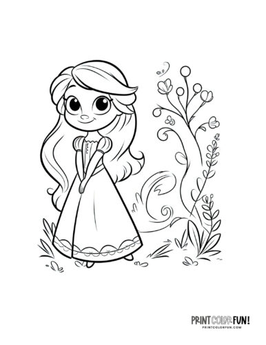 Simple sweet princess coloring page from PrintColorFun com