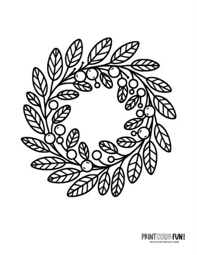Simple winter wreath coloring page - PrintColorFun com