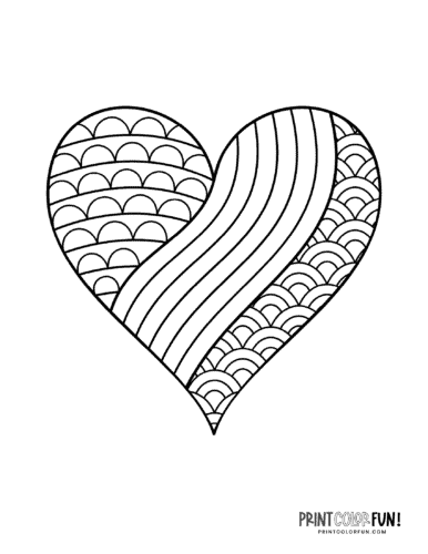 hearts with ribbons coloring pages