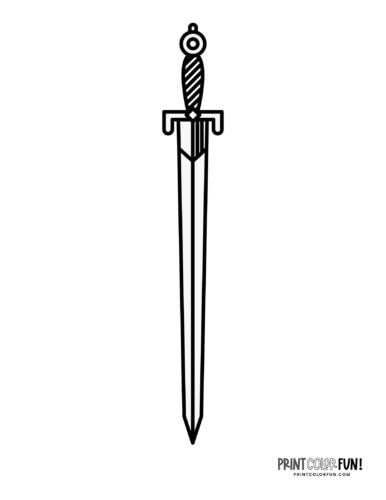 Single sword coloring page from PrintColorFun com 1