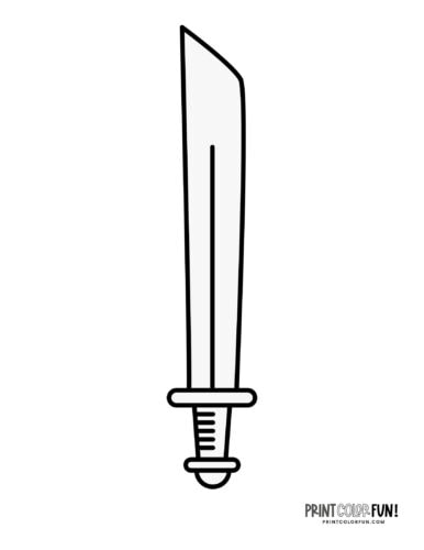 Single sword coloring page from PrintColorFun com 3