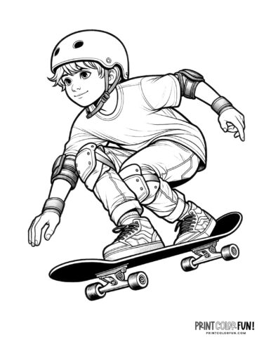 Skateboarder coloring page from PrintColorFun com