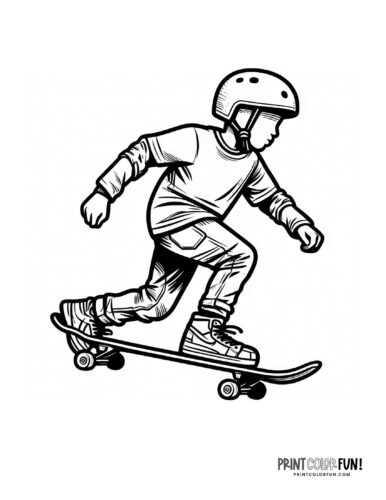 Skateboarder pushing off coloring page from PrintColorFun com