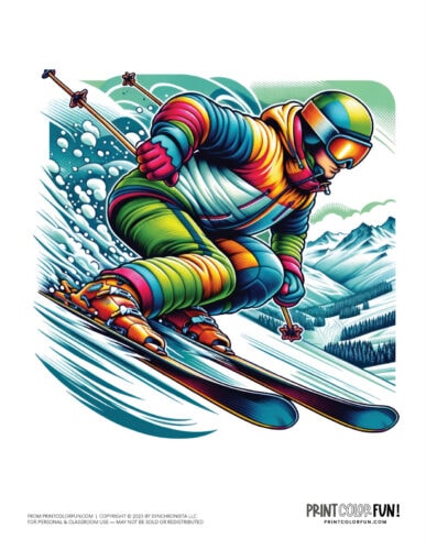Skis and skiing color clipart from PrintColorFun com 1