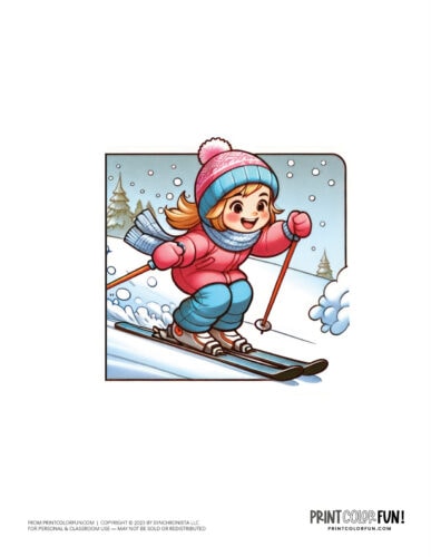 Skis and skiing color clipart from PrintColorFun com 3