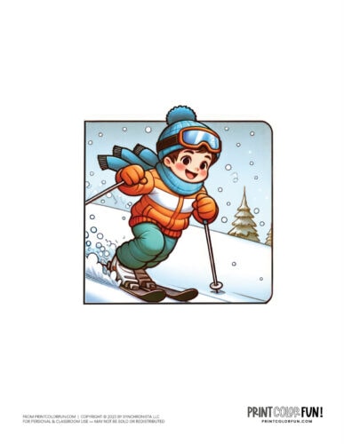 Skis and skiing color clipart from PrintColorFun com 4