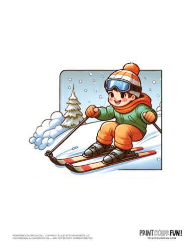 Skis and skiing color clipart from PrintColorFun com 5