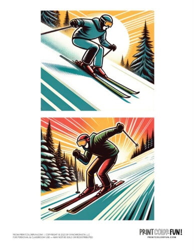 Skis and skiing color clipart from PrintColorFun com 6