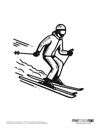 Skis and skiing coloring page from PrintColorFun com (1)