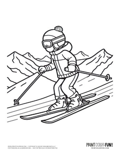 Skis and skiing coloring page from PrintColorFun com (2)