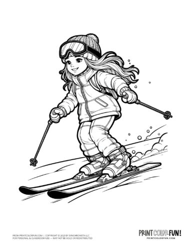 Skis and skiing coloring page from PrintColorFun com (4)