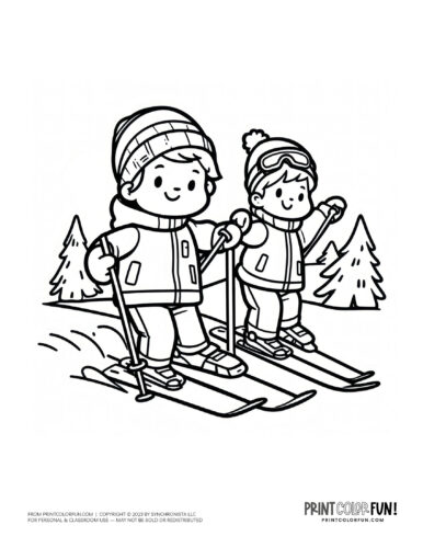 Skis and skiing coloring page from PrintColorFun com (6)