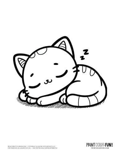 Sleeping cat coloring page clipart from PrintColorFun com (5)