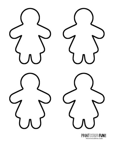 Small blank gingerbread lady shapes to color from PrintColorFun com