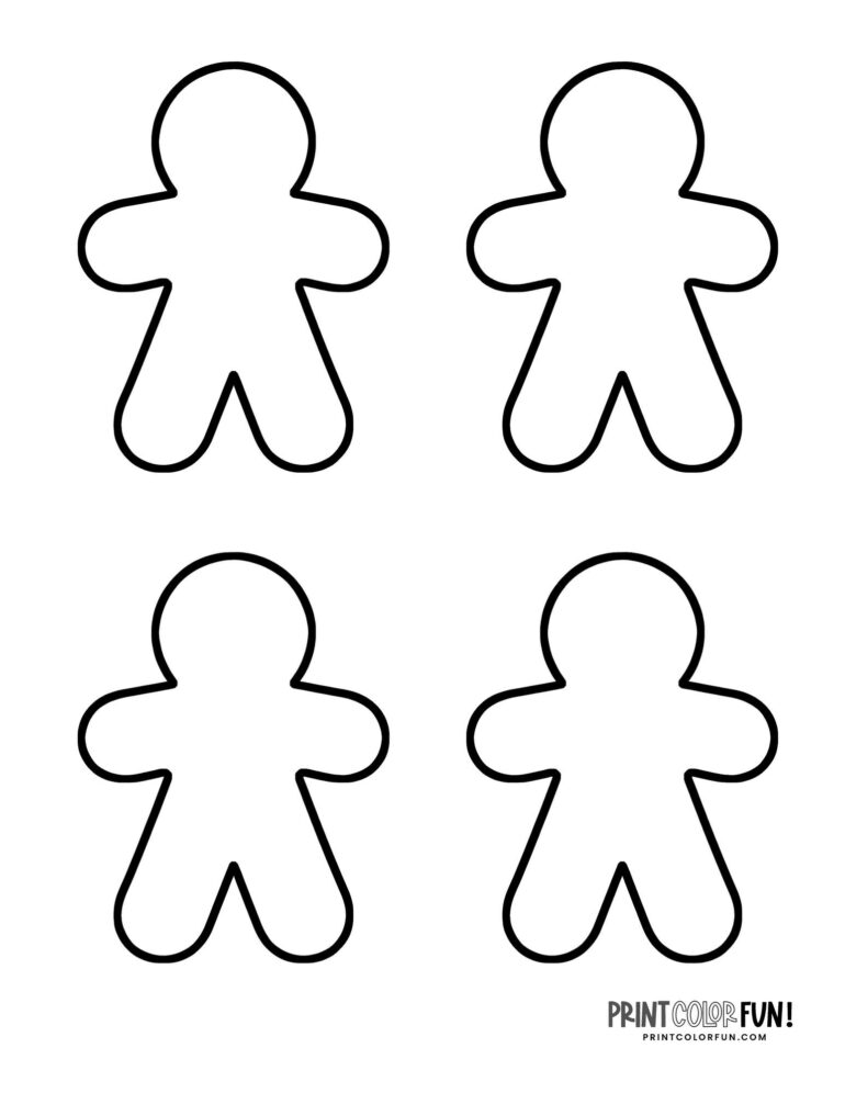 Gingerbread man coloring pages: 29 blank &amp; decorated printables for ...