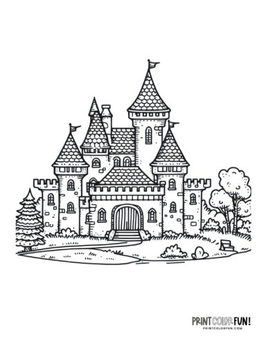 Small castle house coloring page at PrintColorFun com