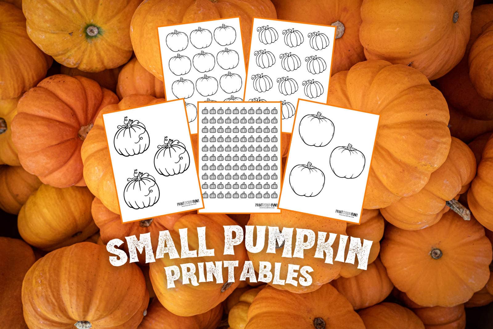 Small pumpkin printables to cut, color & craft for autumn fun in