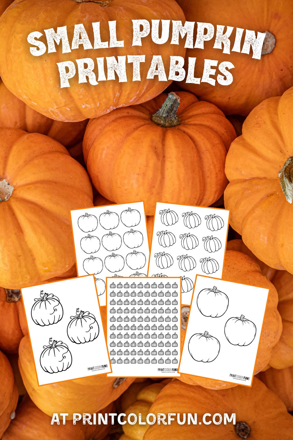 Small pumpkin printables to cut, color & craft for autumn fun in several  tiny sizes, at