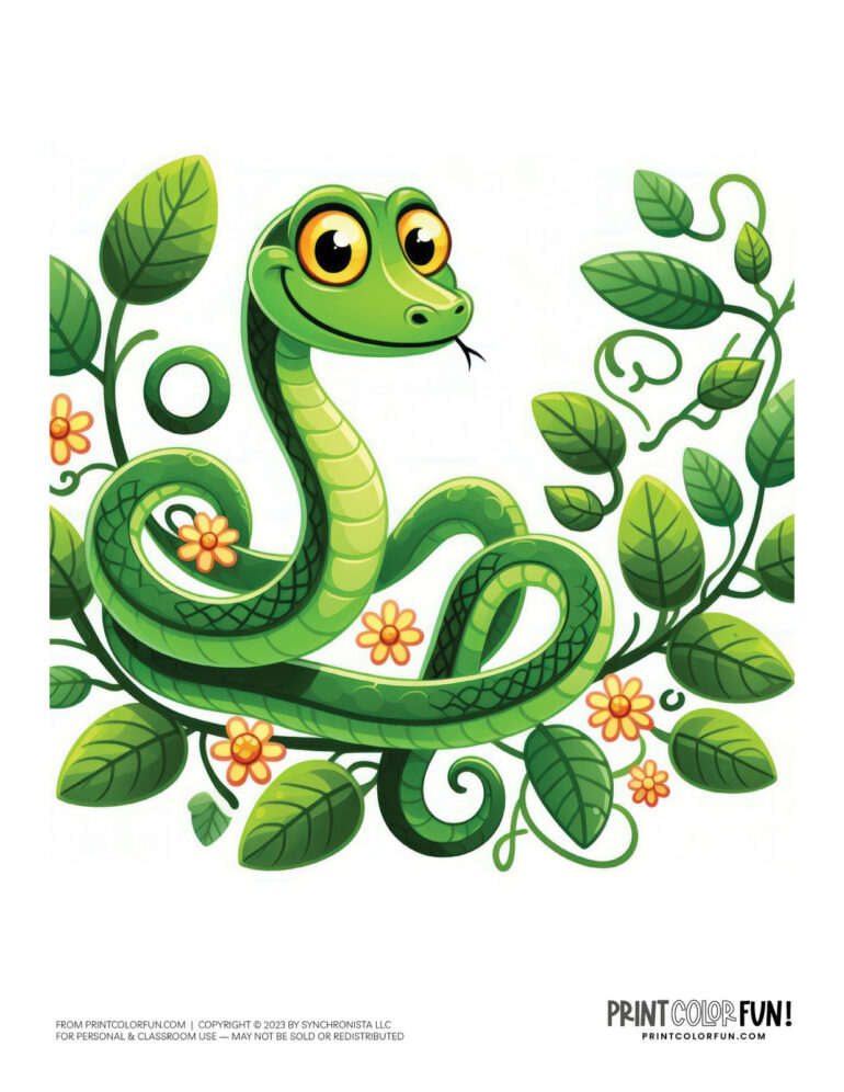 Snake coloring pages and clipart, at PrintColorFun.com