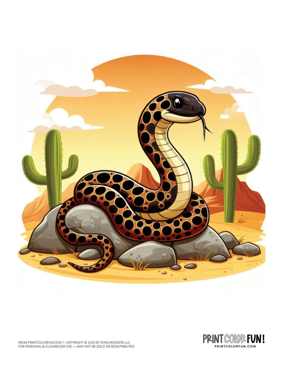 Snake coloring pages and clipart, at PrintColorFun.com
