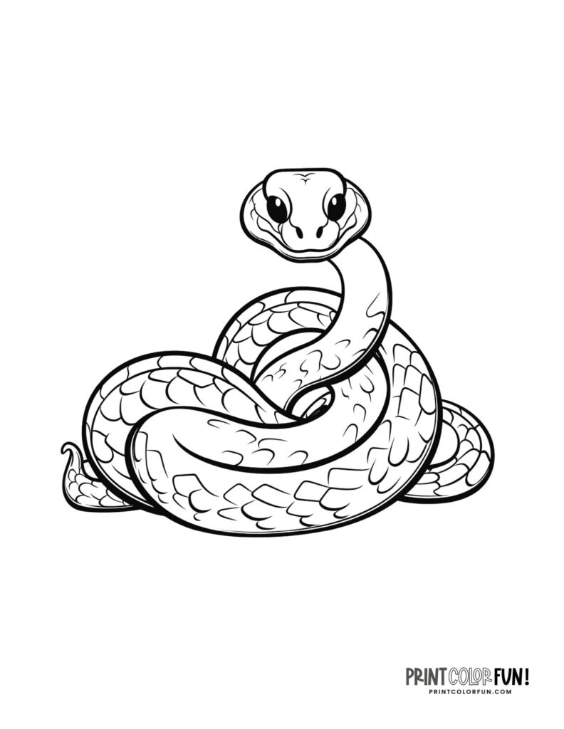 Snake coloring pages and clipart, at PrintColorFun.com