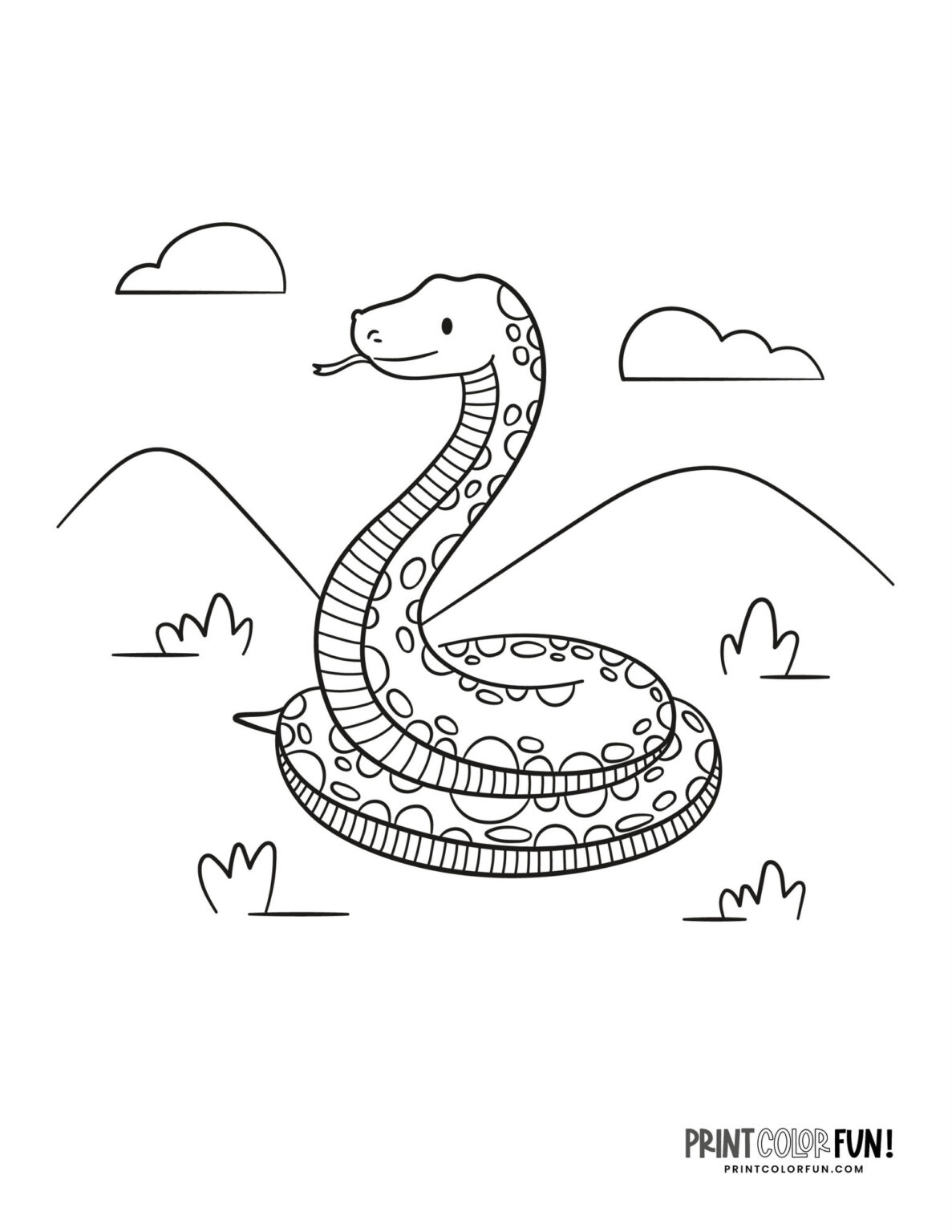 Snake coloring pages and clipart, at PrintColorFun.com