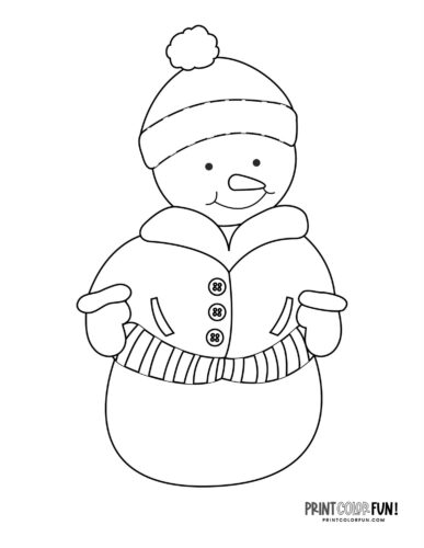 Snowman with a jacket - Snowman coloring page from PrintColorFun com