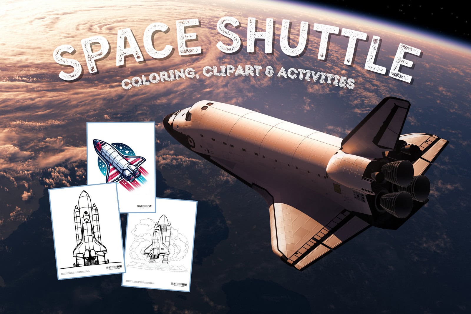 Space shuttle drawings, clipart, coloring pages at PrintColorFun com