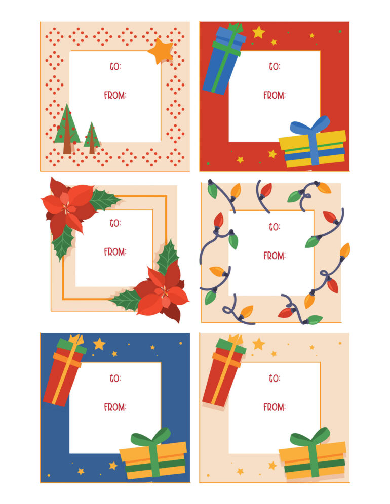 Free printable Christmas gift tags: 20+ sets of full-color holiday card ...