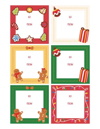Square to and from printable Christmas gift tags from PrintColorFun com