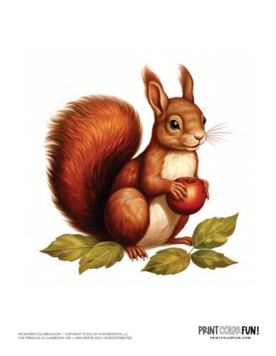 Squirrel with an acorn color clipart from PrintColorFun com (3)