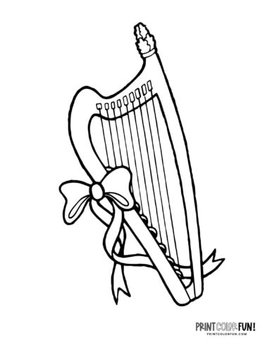 St Patrick's Day Celtic harp - lyre coloring clipart at PrintColorFun com (1)