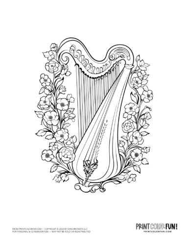 St Patrick's Day Celtic harp - lyre coloring clipart at PrintColorFun com (2)