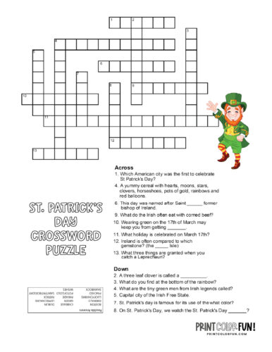 St Patrick's Day puzzles and games at PrintColorFun com (4)
