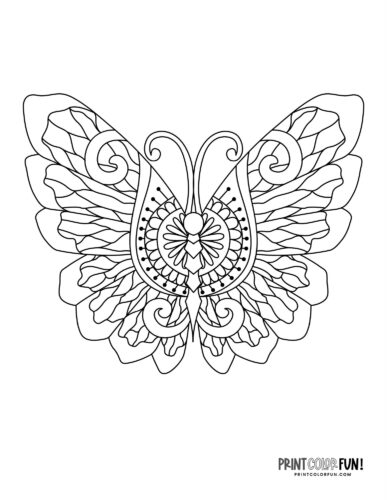 Stained glass butterfly coloring page - PrintColorFun com