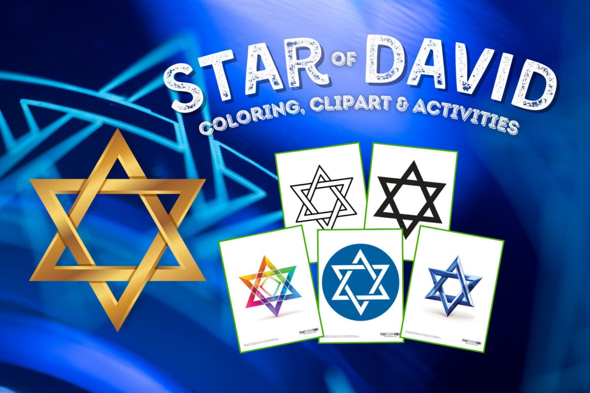 21 Star of David clipart pages for creative learning, at PrintColorFun.com
