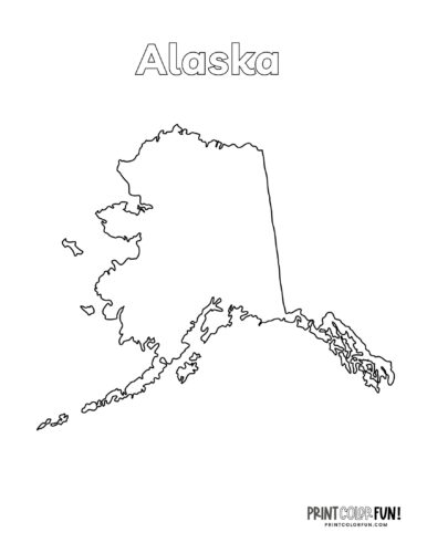 State of Alaska map outline from PrintColorFun com