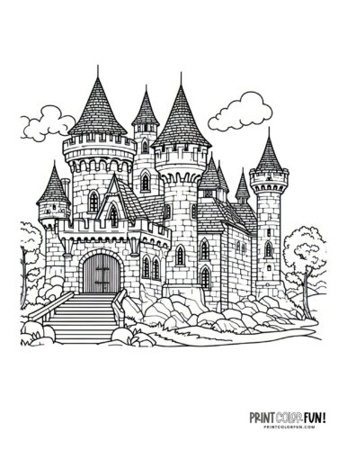 Stone castle coloring page at PrintColorFun com