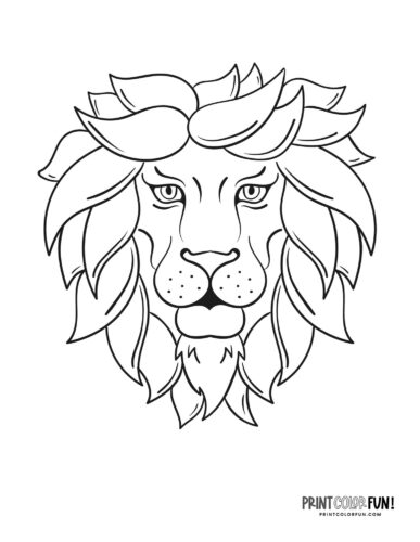 Stylistic lion head coloring page - PrintColorFun com